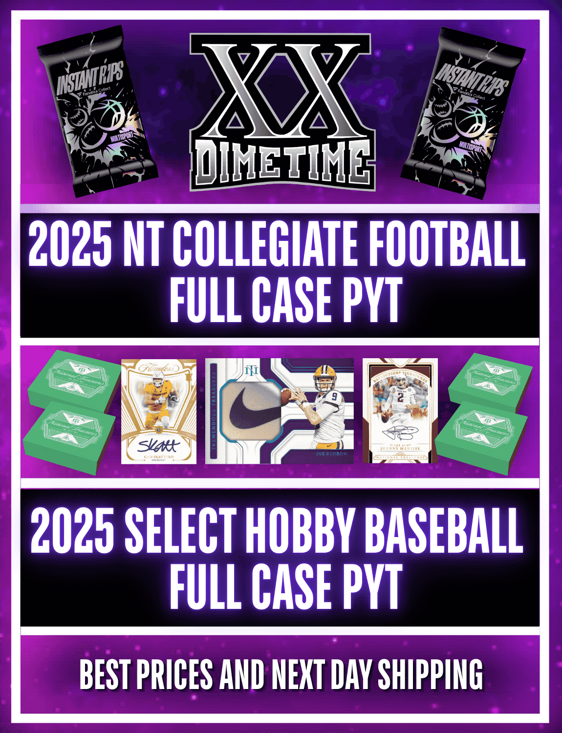 Pyt Packs Dimetime Sportscards - 2025 NATIONAL TREASURES HOBBY FULL CASE PYT ...
