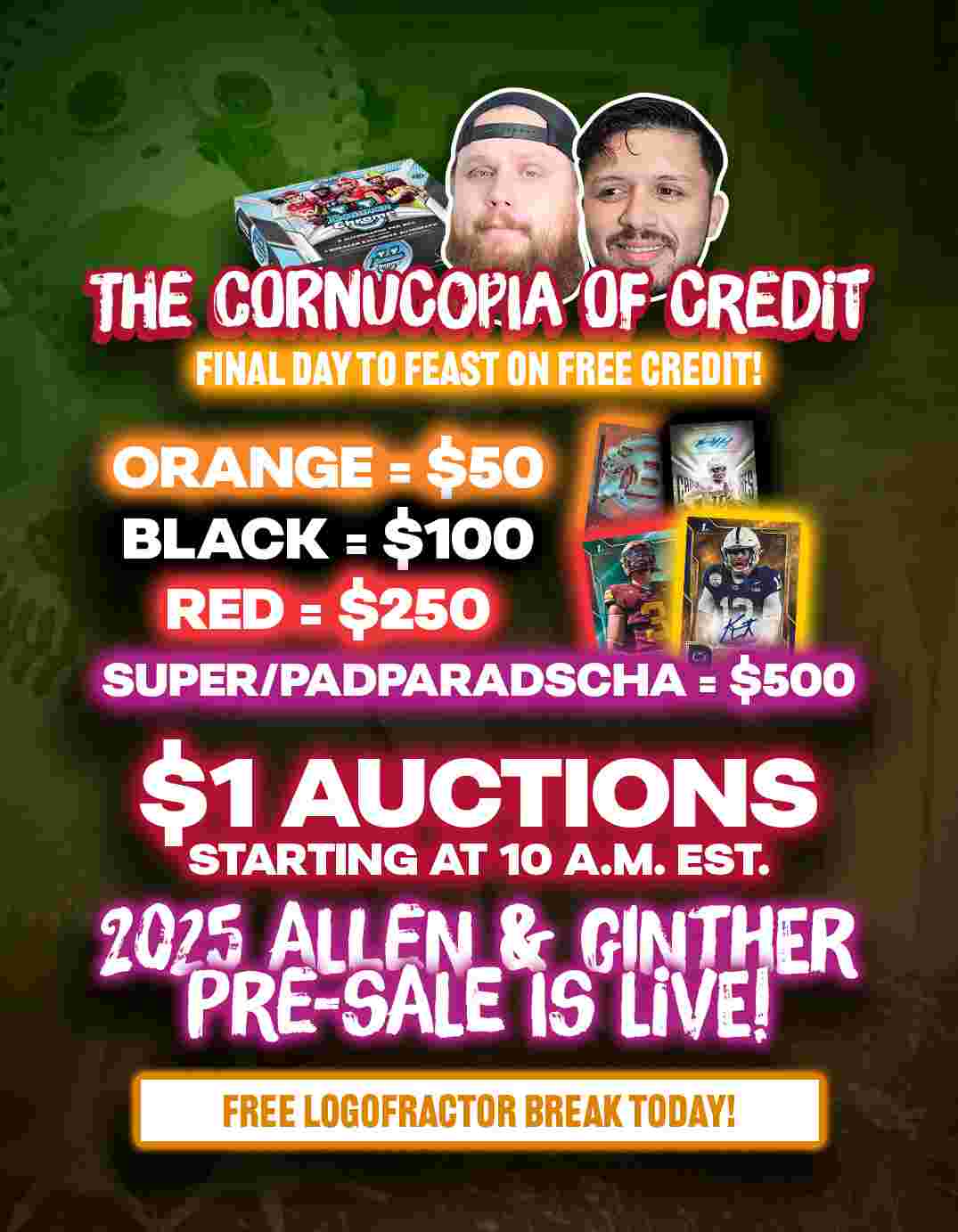 Layton Sports Cards - LAST DAY TO FEAST ON FREE CREDIT! on Fanatics Live